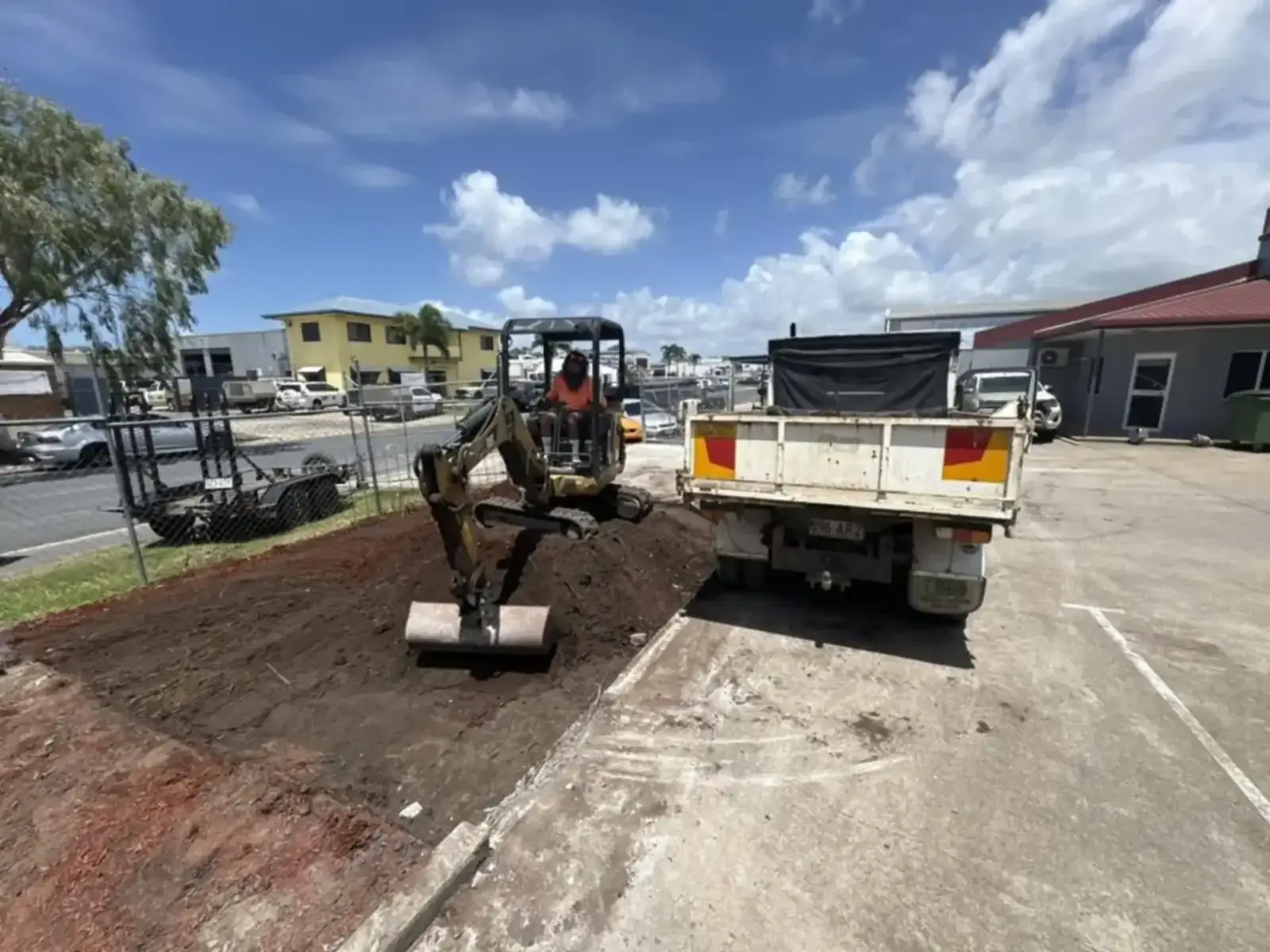 Site excavation and preparation for a concrete pour