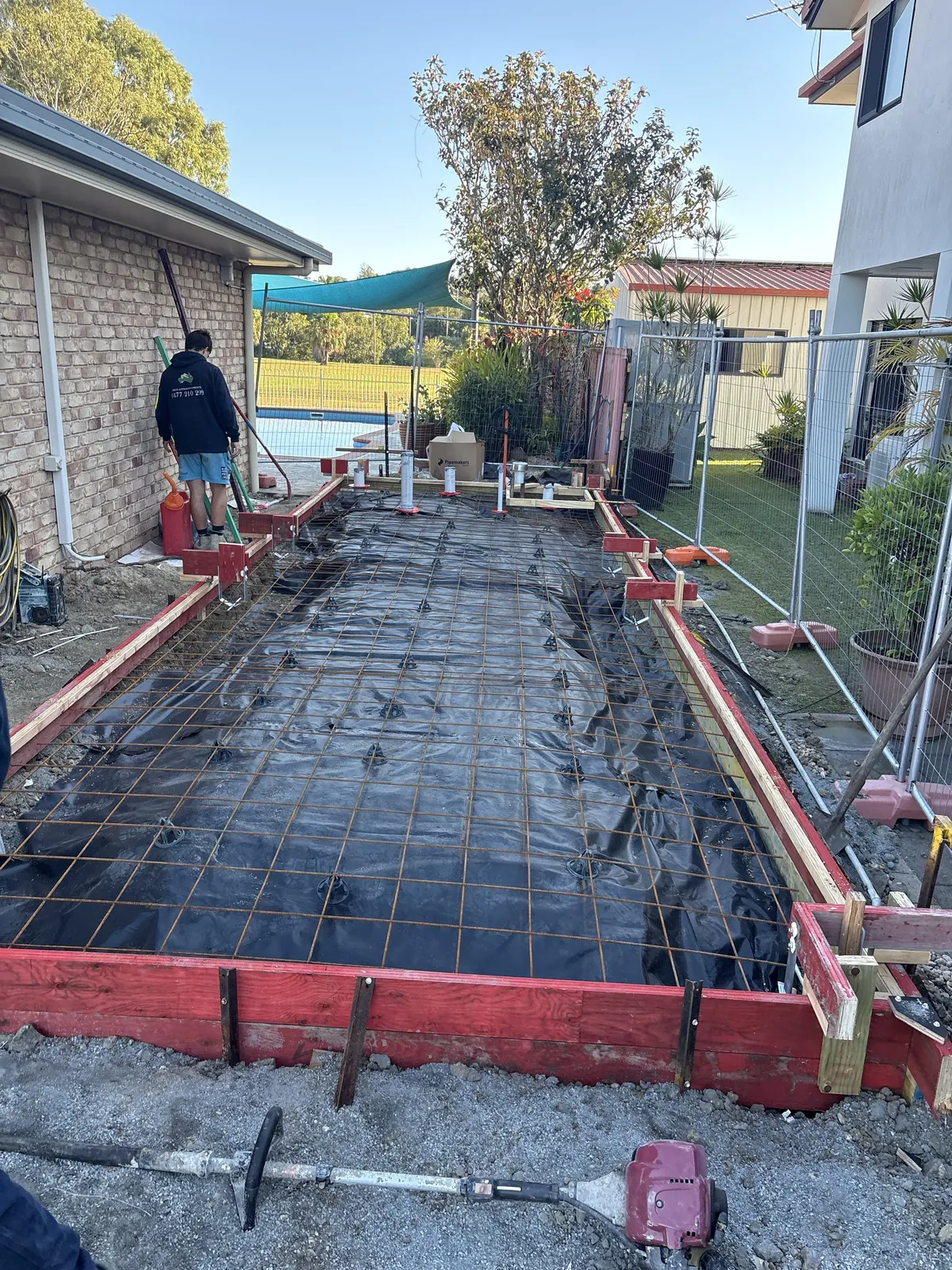 Backyard concrete slab preparation in Mackay