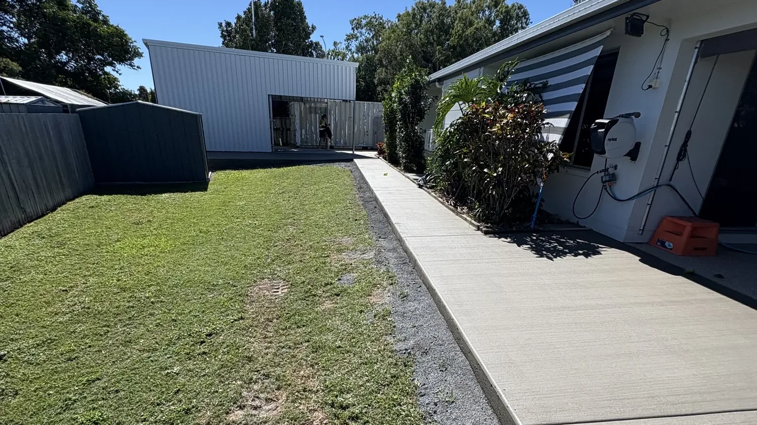 Residential backyard path concreting project by Great Australian Concrete