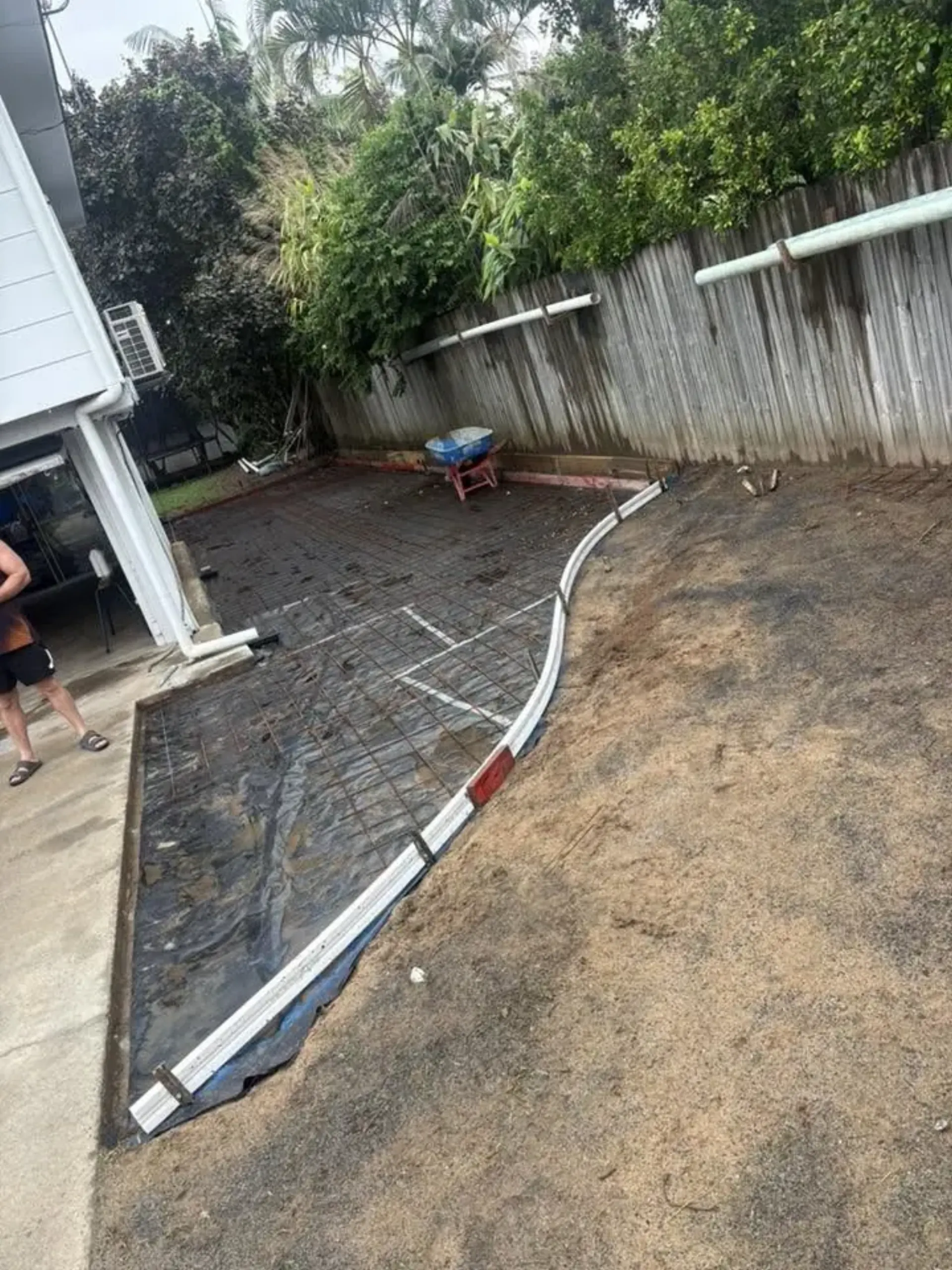 Residential backyard slab preparation concreting project by Great Australian Concrete
