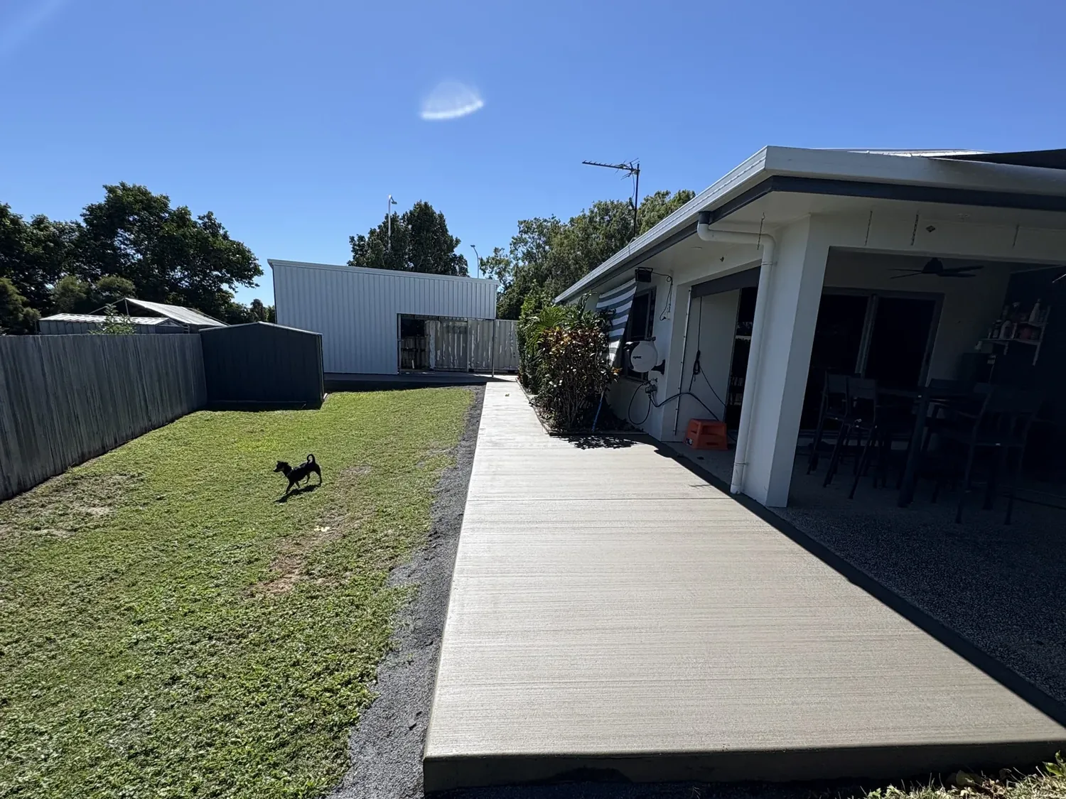 Residential backyard path concreting project by Great Australian Concrete